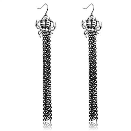 JCE1481 Two-Tone IP Black Stainless Steel Earrings with Epoxy in Jet