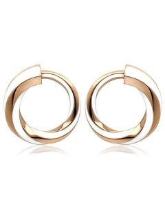 JCE1488 IP Rose Gold(Ion Plating) Stainless Steel Earrings with Epoxy in White