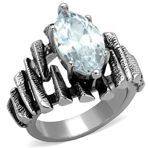 JCE1516 High polished (no plating) Stainless Steel Ring with AAA Grade CZ in Clear