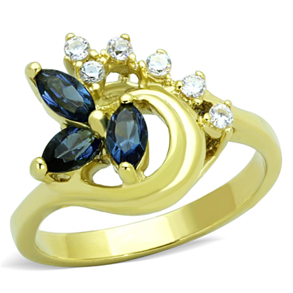 JCE1571 IP Gold(Ion Plating) Stainless Steel Ring with Top Grade Crystal in Montana