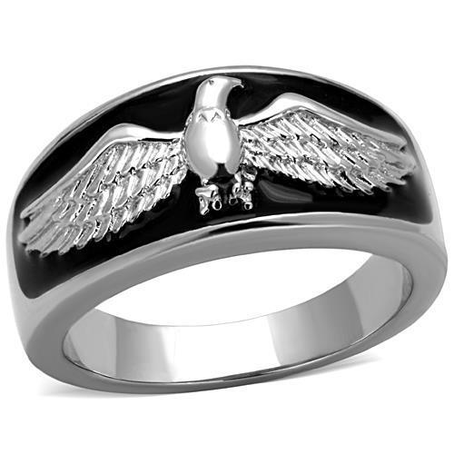 JCE1597 High polished (no plating) Stainless Steel Ring with Epoxy  in Jet