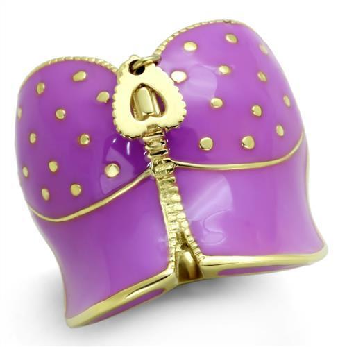 JCE1621 IP Gold(Ion Plating) Stainless Steel Ring with Epoxy in Amethyst