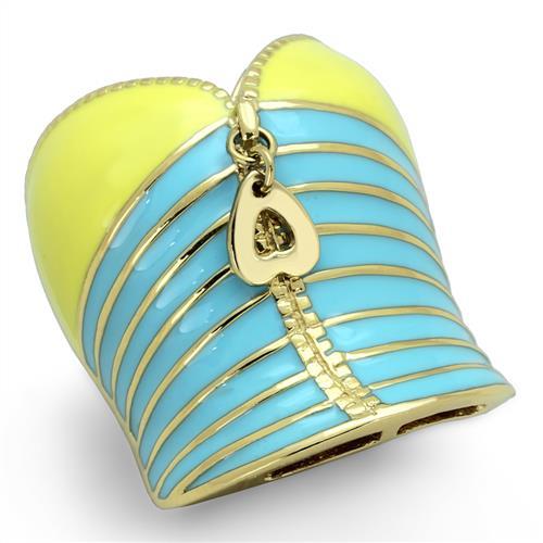 JCE1623 IP Gold(Ion Plating) Stainless Steel Ring with Epoxy in Multi Color
