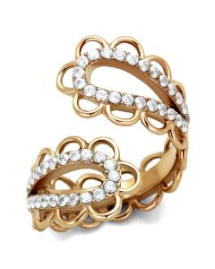 JCE1633 IP Rose Gold(Ion Plating) Stainless Steel Ring with AAA Grade CZ in Clear