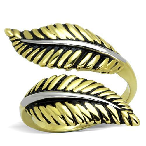 JCE1707 Two-Tone IP Gold (Ion Plating) Stainless Steel Ring with Epoxy in Jet