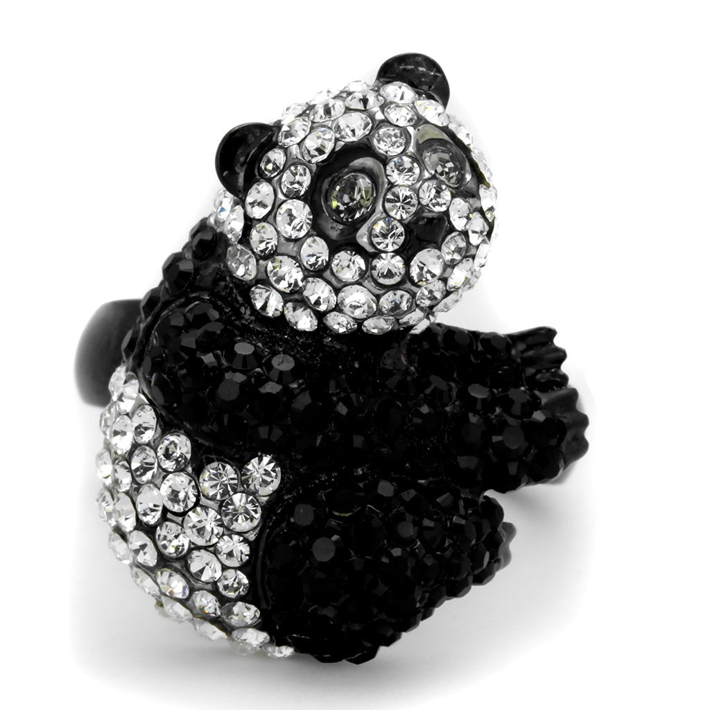 JCE1735 Two-Tone IP Black Stainless Steel Ring with Top Grade Crystal in Black Diamond