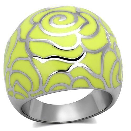 JCE1740 High polished (no plating) Stainless Steel Ring with Epoxy in Citrine Yellow