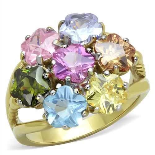 JCE1791 Two-Tone IP Gold (Ion Plating) Stainless Steel Ring with Assorted in Multi Color