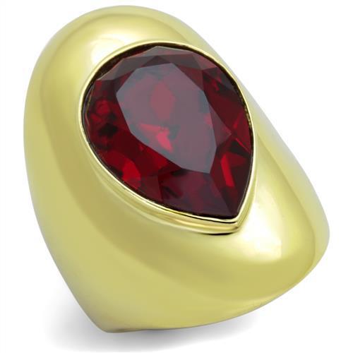 JCE1836 IP Gold(Ion Plating) Stainless Steel Ring with Top Grade Crystal in Siam