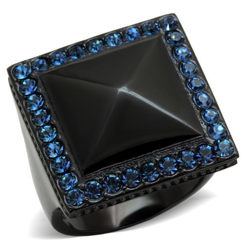 JCE1841 IP Black(Ion Plating) Stainless Steel Ring with Top Grade Crystal in Montana