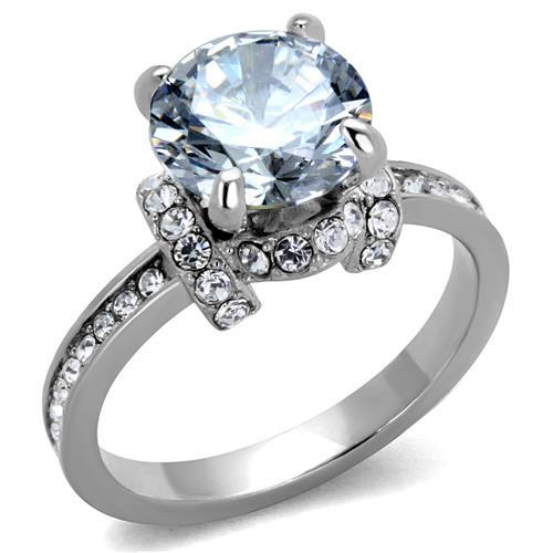 JCE1859 No Plating Stainless Steel Ring with AAA Grade CZ in Clear