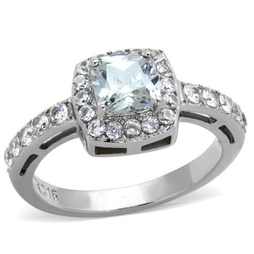 JCE1899N High-Polished Stainless Steel Ring with AAA Grade CZ in Clear