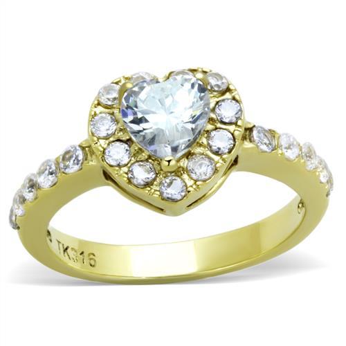 JCE1900 IP Gold(Ion Plating) Stainless Steel Ring with AAA Grade CZ in Clear