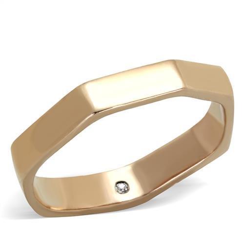 JCE2030 IP Rose Gold(Ion Plating) Stainless Steel Ring with Top Grade Crystal in Clear
