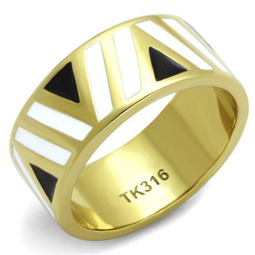 JCE2037 IP Gold(Ion Plating) Stainless Steel Ring with Epoxy in Multi Color