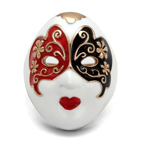 JCE2142 IP Rose Gold(Ion Plating) Stainless Steel Ring with Epoxy in Multi Color