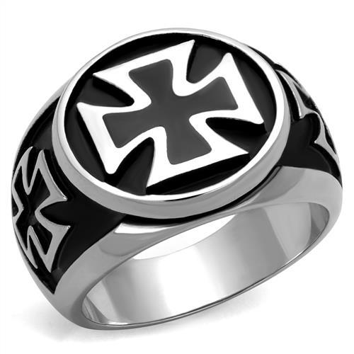 JCE2226 High polished (no plating) Stainless Steel Ring with Epoxy  in Jet