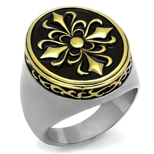 JCE2241 Two-Tone IP Gold (Ion Plating) Stainless Steel Ring with Epoxy  in Jet