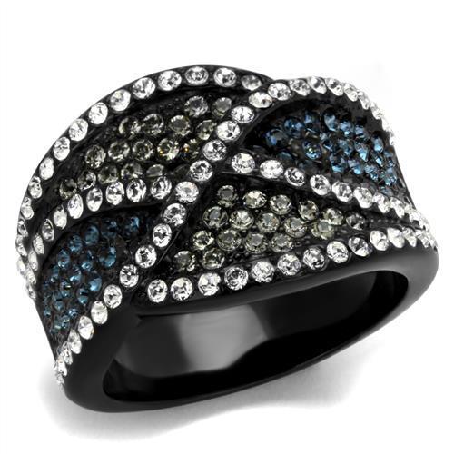 JCE2357 IP Black(Ion Plating) Stainless Steel Ring with Top Grade Crystal  in Montana