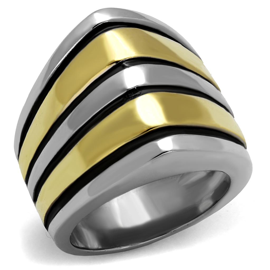 JCE2367 Two-Tone IP Gold (Ion Plating) Stainless Steel Ring with Epoxy  in Jet