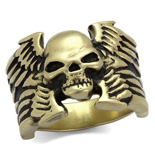JCE2445 IP Antique Copper Stainless Steel Ring with Epoxy  in Jet