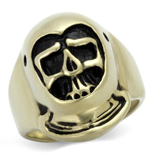 JCE2447 IP Antique Copper Stainless Steel Ring with Epoxy  in Jet