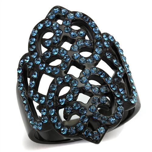 JCE2481 IP Black(Ion Plating) Stainless Steel Ring with Top Grade Crystal in Montana