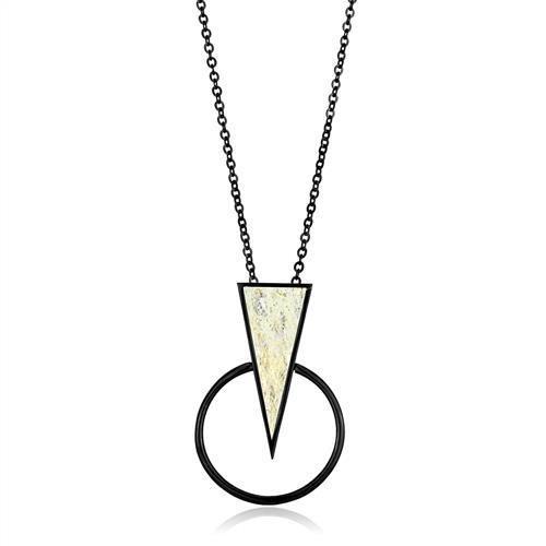 JCE2524 IP Black(Ion Plating) Stainless Steel Chain Pendant with Leather in White