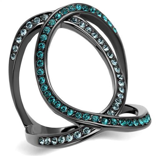 JCE2557 IP Light Black (IP Gun) Stainless Steel Ring with Top Grade Crystal in Multi Color