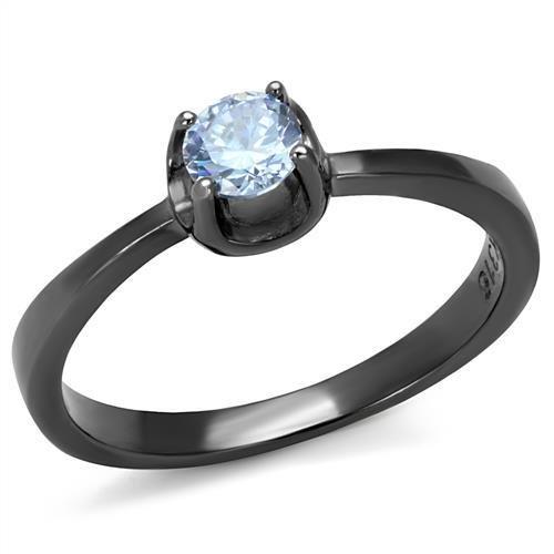 JCE2609 IP Light Black (IP Gun) Stainless Steel Ring with AAA Grade CZ in Light Amethyst