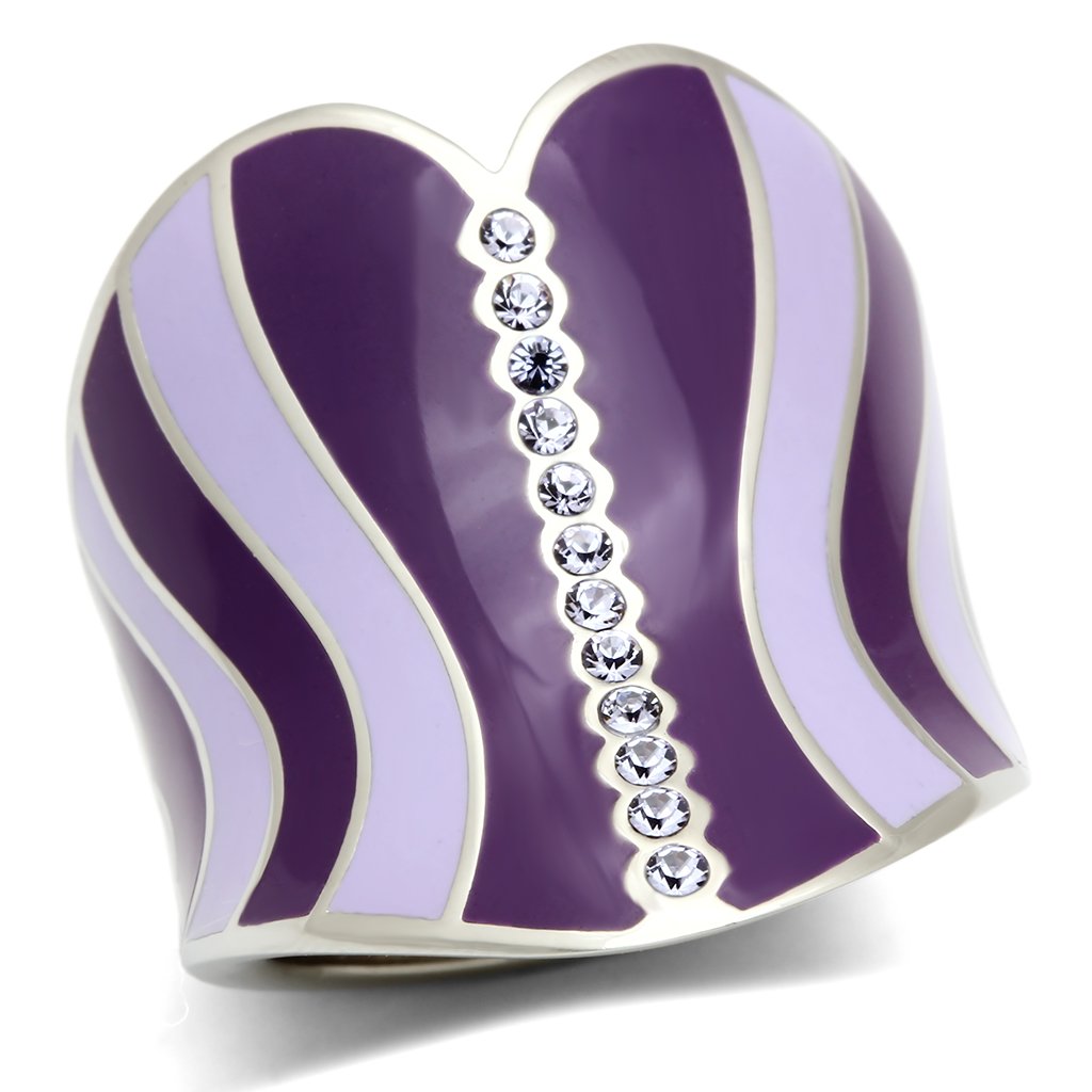 JCE262 High polished (no plating) Stainless Steel Ring with Top Grade Crystal in Sea Blue