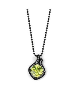 JCE2629 IP Black(Ion Plating) Stainless Steel Chain Pendant with AAA Grade CZ in Apple Green color