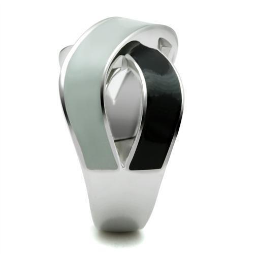 JCE265 Rhodium Stainless Steel Ring with Epoxy in No Stone