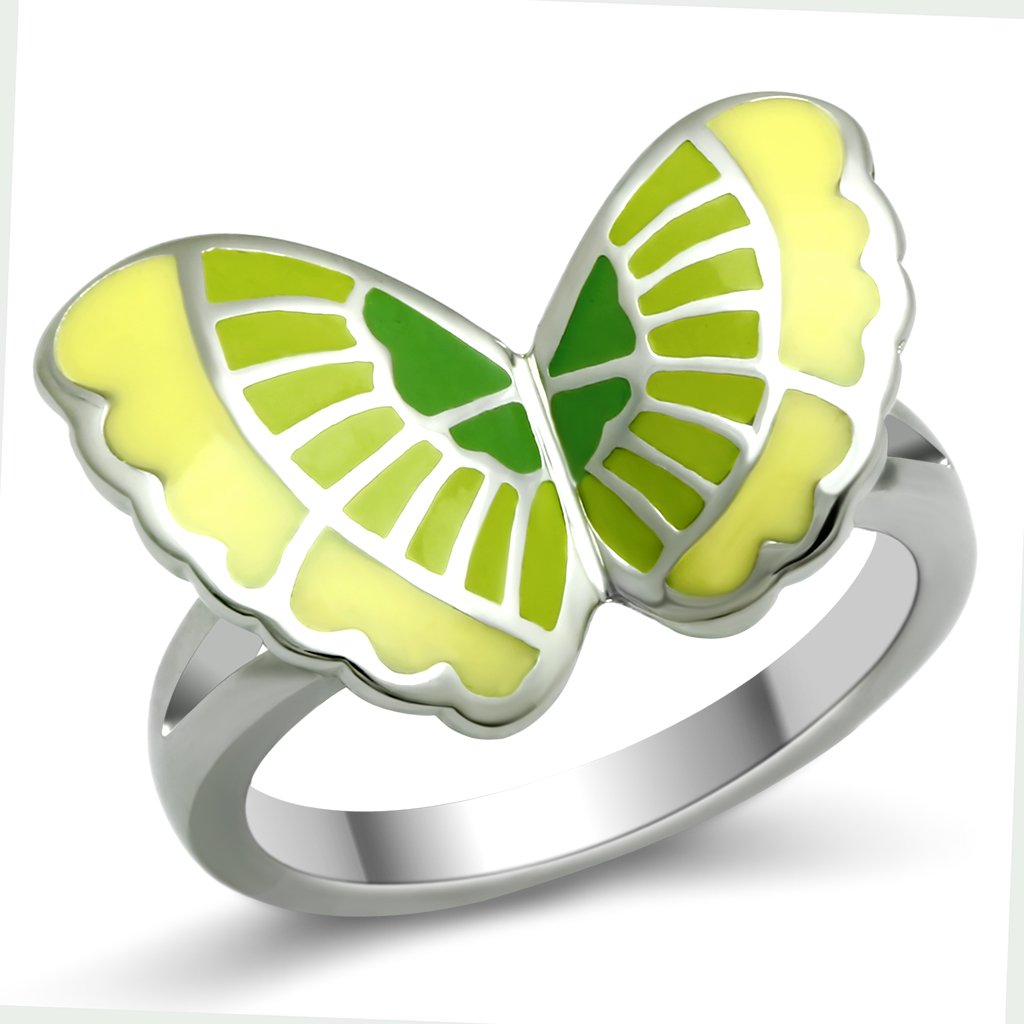 JCE267 High polished (no plating) Stainless Steel Ring with Epoxy in No Stone