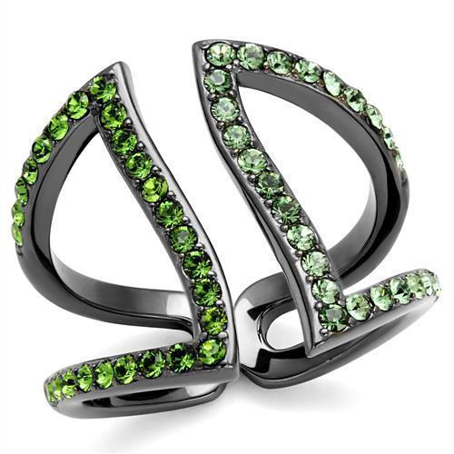 JCE2694 IP Light Black (IP Gun) Stainless Steel Ring with Top Grade Crystal in Multi Color