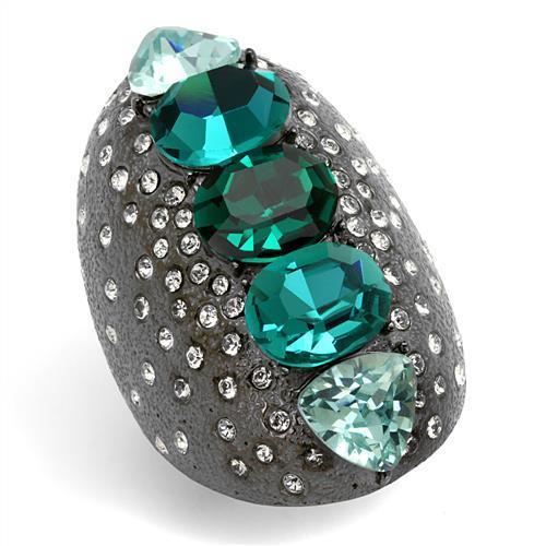 JCE2698 IP Light Black (IP Gun) Stainless Steel Ring with Top Grade Crystal in Multi Color