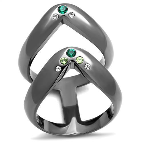 JCE2757 IP Light Black (IP Gun) Stainless Steel Ring with Top Grade Crystal in Multi Color