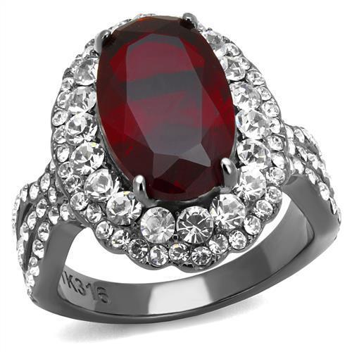 JCE2761 IP Light Black (IP Gun) Stainless Steel Ring with Synthetic Synthetic Glass in Siam