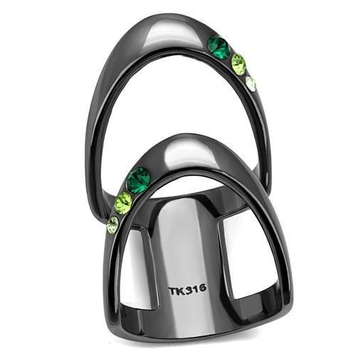 JCE2768 IP Light Black (IP Gun) Stainless Steel Ring with Top Grade Crystal in Multi Color