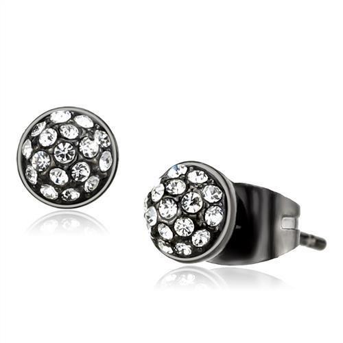 JCE2854 IP Light Black (IP Gun) Stainless Steel Earrings with Top Grade Crystal in Clear
