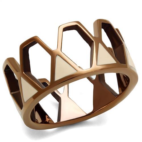 JCE2968 IP Coffee light Stainless Steel Ring with Epoxy in Champagne