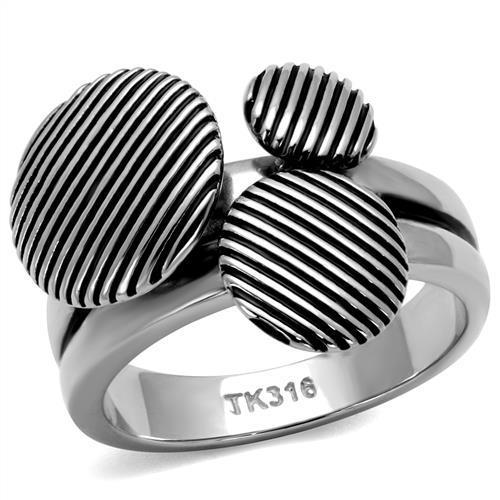 JCE2973 High polished (no plating) Stainless Steel Ring with Epoxy in Jet