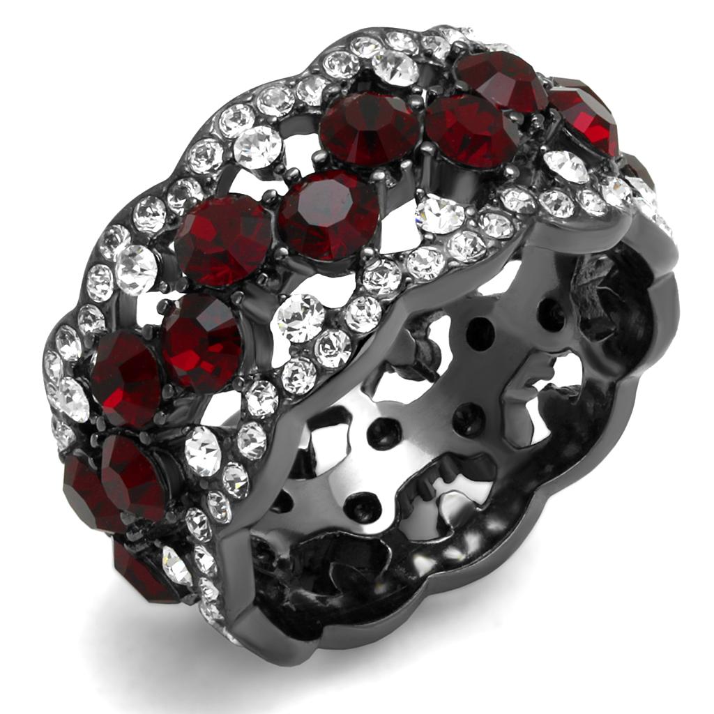 JCE2993 IP Light Black (IP Gun) Stainless Steel Ring with Top Grade Crystal in Siam