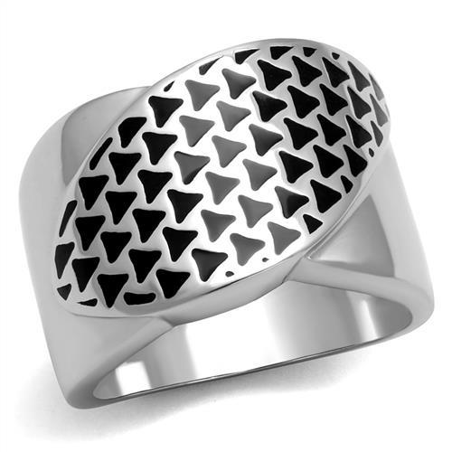 JCE3010 High polished (no plating) Stainless Steel Ring with Epoxy in Jet
