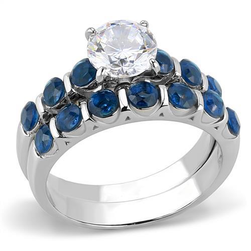 JCE3235 High polished (no plating) Stainless Steel Ring with AAA Grade CZ in Clear