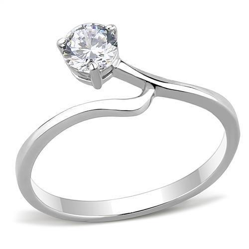 JCE3257 High polished (no plating) Stainless Steel Ring with AAA Grade CZ in Clear