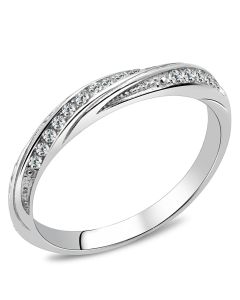 JCE3259 High polished (no plating) Stainless Steel Ring with AAA Grade CZ in Clear