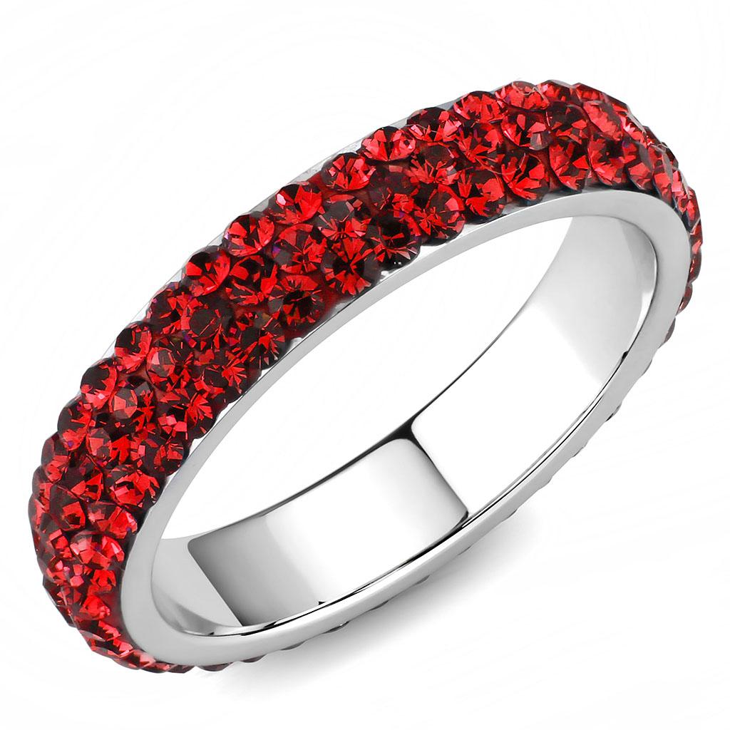 JCE3536 High polished (no plating) Stainless Steel Ring with Top Grade Crystal in Siam