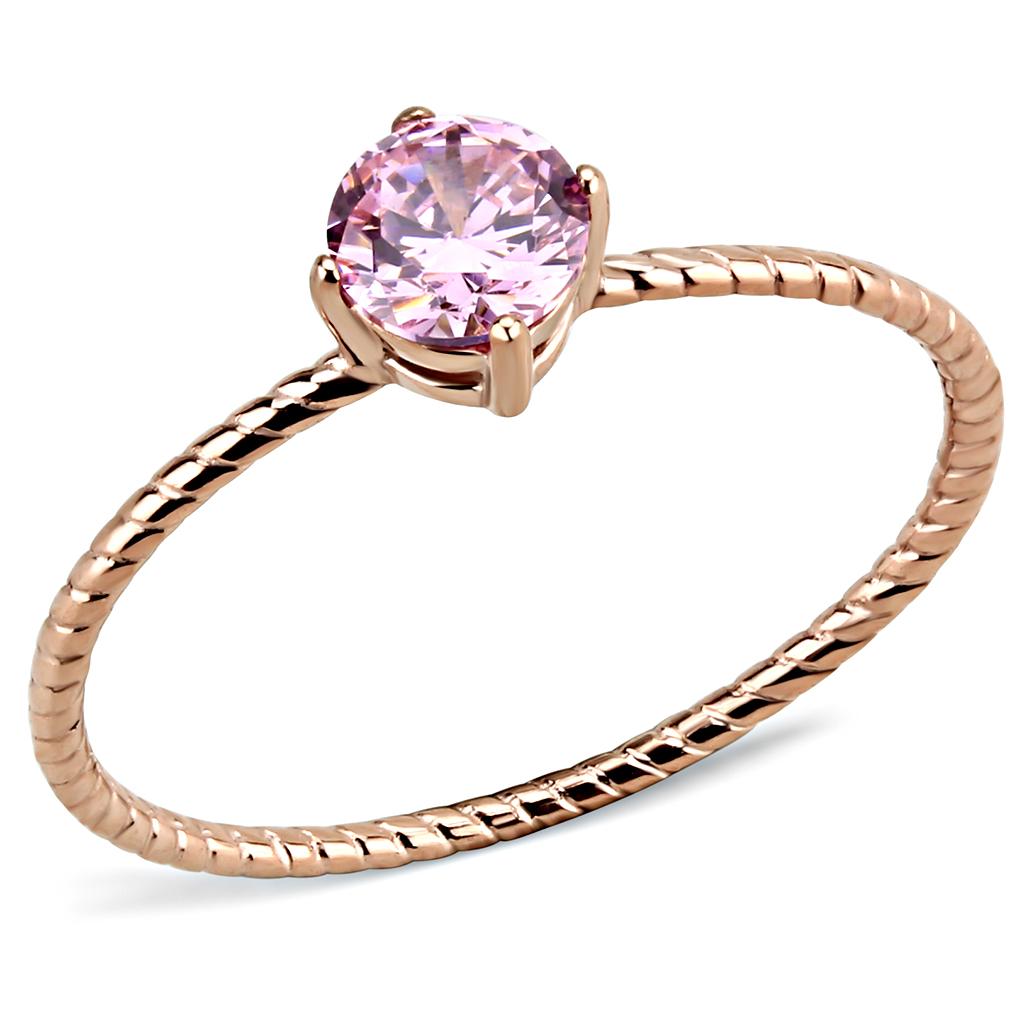JCE3558 IP Rose Gold(Ion Plating) Stainless Steel Ring with AAA Grade CZ in Rose