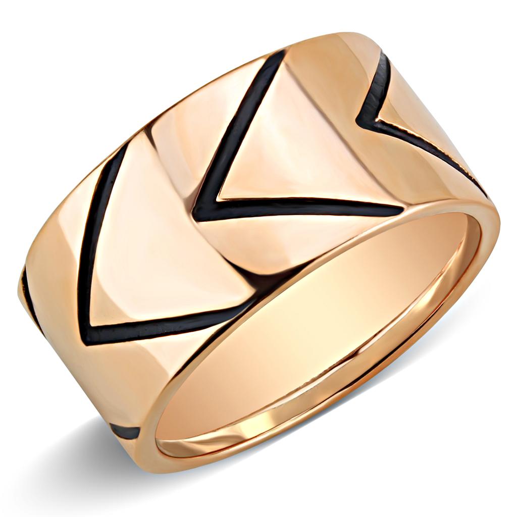 JCE3563 IP Rose Gold(Ion Plating) Stainless Steel Ring with Epoxy in Jet